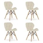 Set 4 scaune stil scandinav, Artool, Lago, catifea, lemn, bej, 47x52x74 cm GartenVIP DiyLine