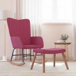 Scaun balansoar cu taburet, roșu vin, catifea GartenMobel Dekor