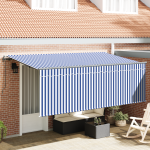 Cortina Retractabilă Albastru și Alb Antracit 400 x 200 cm GartenMobel Dekor