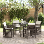 Set de dining pentru grădină maro 5 pcs Maro Oţel GartenMobel Dekor