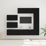 Set comodă TV cu raft Pe perete Altele 8 pcs Stejar negru 30.5 x 30 x 90 cm GartenMobel Dekor