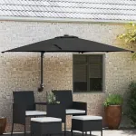 Parasol de Grădină Negru 248.5 x 247.5 x 160 cm țesătură GartenMobel Dekor