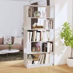 Bibliotecă/Separator cameră, alb, 80x25x132 cm lemn masiv pin GartenMobel Dekor