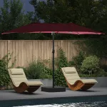 Parasol de Grădină Roșu bordo 385 x 209 x 244 cm țesătură GartenMobel Dekor