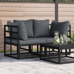 Seturi de mobilier de exterior cu pernă cu pernă 2 pcs Negru și antracit GartenMobel Dekor