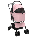 Carucior pentru Pisici Pliante Ajustabil Roz 81 x 47 x 99 cm GartenMobel Dekor