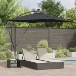 Parasol banana cu brațe cu blocare Negru 249 x 249 x 250 cm GartenMobel Dekor