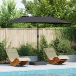 Parasol de Grădină Negru 385 x 209 x 244 cm țesătură GartenMobel Dekor