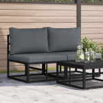 Seturi de mobilier de exterior cu pernă cu pernă 2 pcs Negru și antracit GartenMobel Dekor
