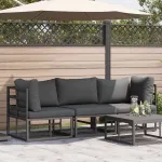 Seturi de mobilier de exterior cu pernă cu pernă 3 pcs Negru și antracit GartenMobel Dekor