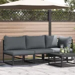 Seturi de mobilier de exterior cu pernă cu pernă 3 pcs Negru și antracit GartenMobel Dekor