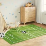 Covor copii verde teren fotbal 160x230cm lavabil anti-alunecare GartenMobel Dekor