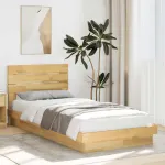 Cadru de pat cu tăblie fără saltea 100x200 cm lemn masiv stejar GartenMobel Dekor