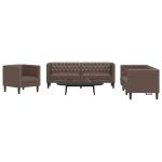 Set canapele Chesterfield cu 3 locuri, maro, piele eco. GartenMobel Dekor