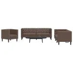 Set canapele Chesterfield cu 3 locuri, maro, piele eco. GartenMobel Dekor