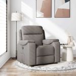 Fotoliu rabatabil, gri taupe, material textil GartenMobel Dekor