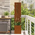 Ghiveci de Grădină cu Panou Decorativ Ruginit 32 x 140 cm GartenMobel Dekor