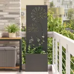 Ghiveci de Grădină cu Panou Decorativ Negru 50 x 140 cm GartenMobel Dekor