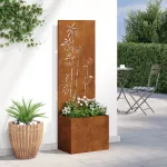 Ghiveci de Grădină cu Panou Decorativ Ruginit 50 x 140 cm GartenMobel Dekor