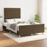 Cadru de pat fără saltea, maro închis, 120x200 cm, textil GartenMobel Dekor