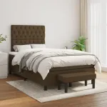 Pat box spring cu saltea, maro închis, 120x200 cm, textil GartenMobel Dekor