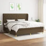 Pat box spring cu saltea, maro închis, 200x200 cm, textil GartenMobel Dekor