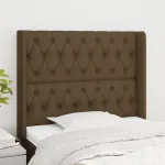 Tăblie de pat cu aripioare maro închis 103x16x118/128 cm textil GartenMobel Dekor