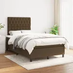Pat box spring cu saltea, maro închis, 120x200 cm, textil GartenMobel Dekor