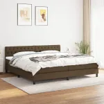 Pat box spring cu saltea, maro închis, 200x200 cm, textil GartenMobel Dekor