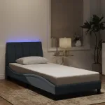 Cadru de pat cu lumini LED, gri închis, 80x200 cm, catifea GartenMobel Dekor