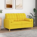 Canapea cu 2 locuri cu pernuțe, galben deschis, 120 cm, textil GartenMobel Dekor