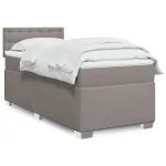 Pat box spring cu saltea, gri taupe, 90x190 cm, textil GartenMobel Dekor