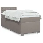 Pat box spring cu saltea, gri taupe, 90x200 cm, textil GartenMobel Dekor
