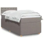 Pat box spring cu saltea, gri taupe, 90x200 cm, textil GartenMobel Dekor
