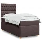 Pat box spring cu saltea, maro închis, 100x200 cm, textil GartenMobel Dekor