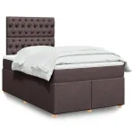 Pat box spring cu saltea, maro închis, 120x200 cm, textil GartenMobel Dekor