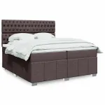 Pat box spring cu saltea, maro închis, 200x200 cm, textil GartenMobel Dekor