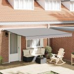 Cortina Retractabilă Manual Gri deschis 400 × 350 cm Poliester GartenMobel Dekor