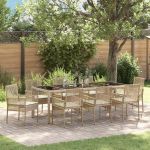 Set de masă pentru grădină 9 pcs Bej 250 x 100 x 75 cm GartenMobel Dekor