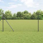 Gard cu stâlpi Gri 1.2 x 50 m Oțel galvanizat vopsit în pulbere GartenMobel Dekor