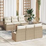 Set Canapea Bej de Grădină 7 pcs Bej, alb Mediu GartenMobel Dekor