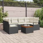 Set canapea pentru grădină 7 pcs Negru, alb set de 5 piese GartenMobel Dekor