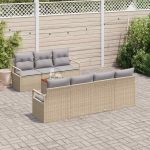 Set de Canapea pentru Grădină 8 pcs Bej, gri deschis Mediu GartenMobel Dekor