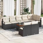 Set de Canapea pentru Grădină 9 pcs Negru, alb Mare GartenMobel Dekor