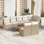 Set de canapea pentru grădină 9 pcs Bej, alb Mare GartenMobel Dekor