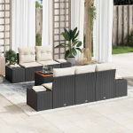 Set Canapea Grădină 6 pcs Negru, alb 55 x 55 x 37 cm GartenMobel Dekor
