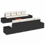 Set Canapea de Grădină 7 pcs Negru, alb 55 x 55 x 37 cm GartenMobel Dekor