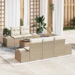 Set canapea de grădină 6 pcs Bej, alb 55 x 55 x 37 cm GartenMobel Dekor