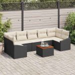 Set canapea de grădină 8 pcs Negru, alb 55 x 55 x 37 cm GartenMobel Dekor