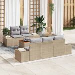 Set canapea grădină 6 pcs Bej, gri deschis 55 x 55 x 37 cm GartenMobel Dekor